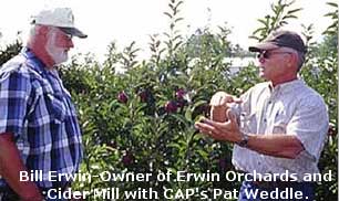 Bill Erwin (Owner of Ewrin Orchards and Cider Mill) with CAP's Pat Weddle